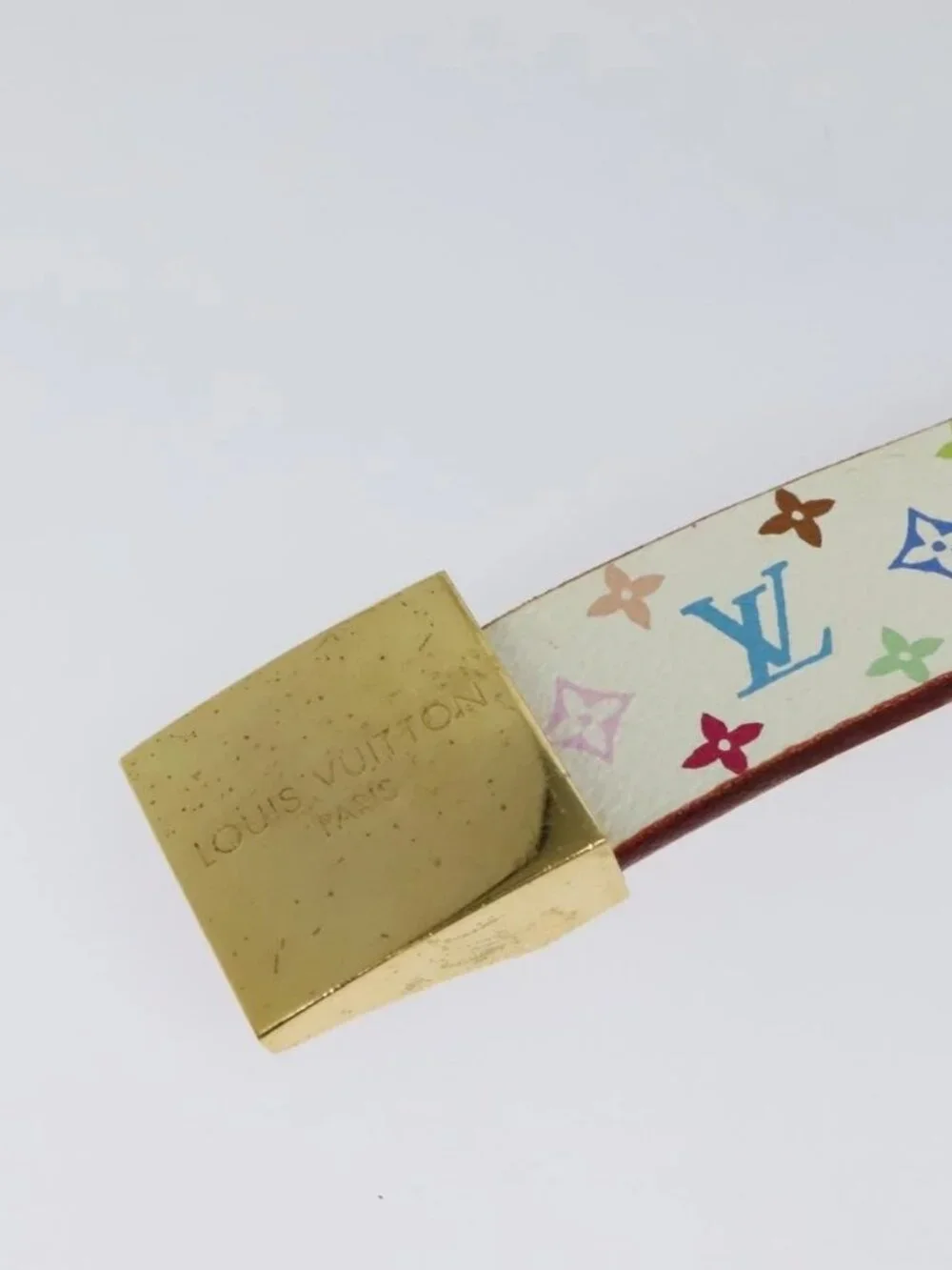 LOUIS VUITTON Monogram Multicolor Ceinture Carre Belt White M9270U LV Auth MY153 - Picture 2 of 15